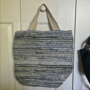 Denim and Metallic Tote Bag
